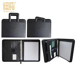 Custom office conference zipper presentation PU leather file folders
