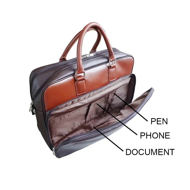 OEM Business Men Pu Leather Large Space Luggage Laptop Bag