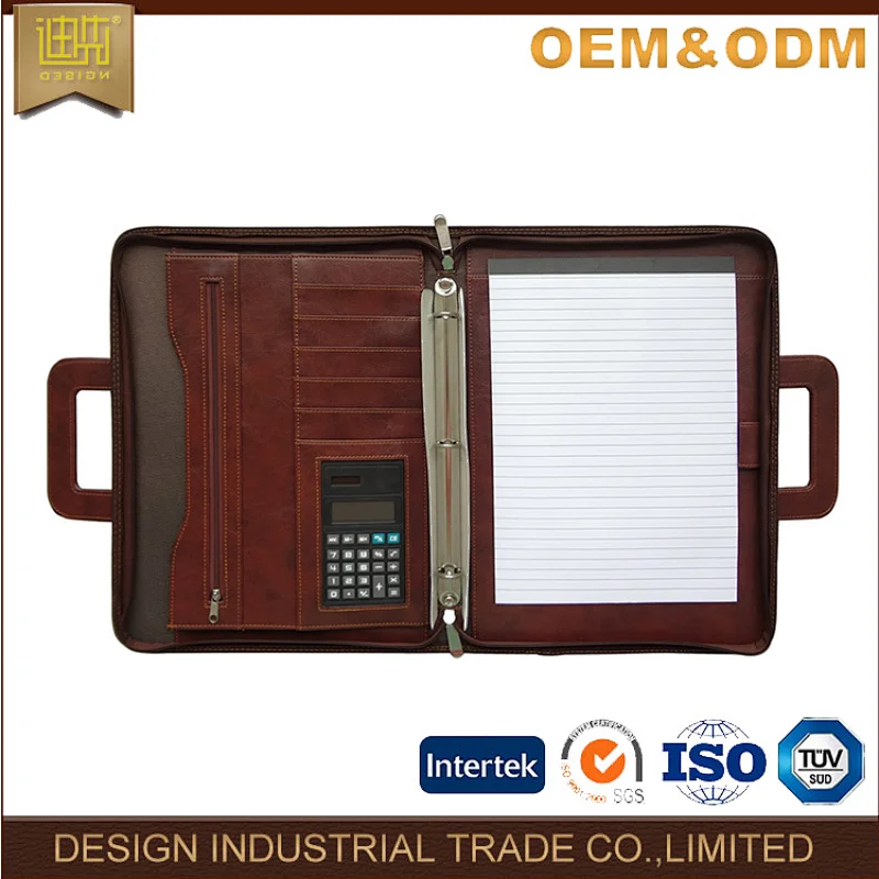 Black ladies business resume 3-ring binder folder a4 pu leather portfolio