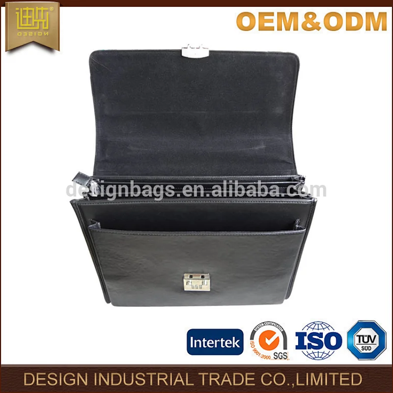 Wholesale Pu briefcase bag black executive briefcase with handle and metal lock