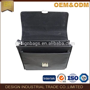 Wholesale Pu briefcase bag black executive briefcase with handle and metal lock