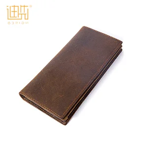 Fashion built-in zipper genuine leather long wallet for wholesale customization