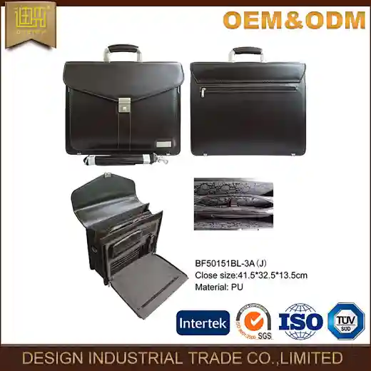 high quality PU brown leather briefcase
