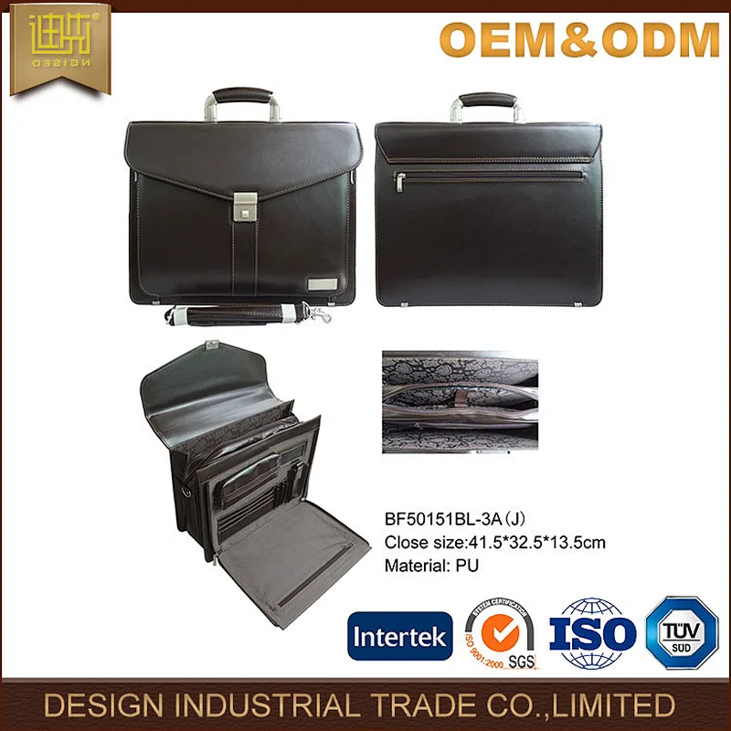 China bag manufacture business bag briefcase for man hot sell high quality PU brown leather briefcase