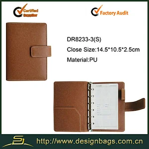 New design PU leather diary book with ring binder