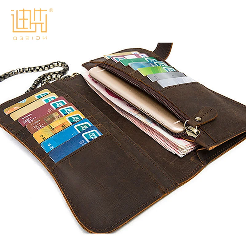High quality built-in zipper crazy horse leather wallet with can put a lot of cards