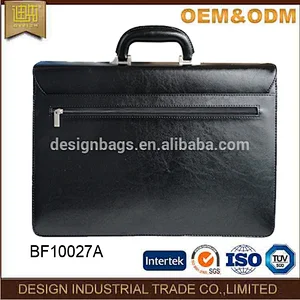 Leather Briefcase Men Document Holder With Zip Lock