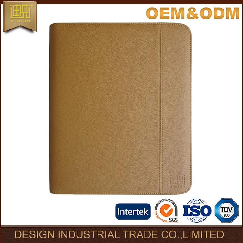 Zipped portable business travel leather portfolio cases cover