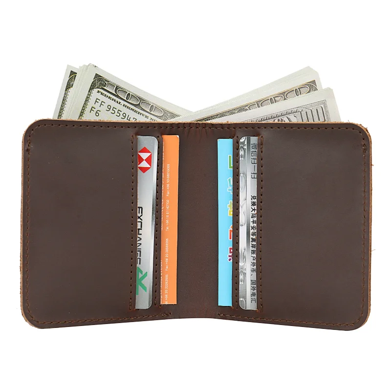 Hot sell custom design business simple secure cow hide leather wallet