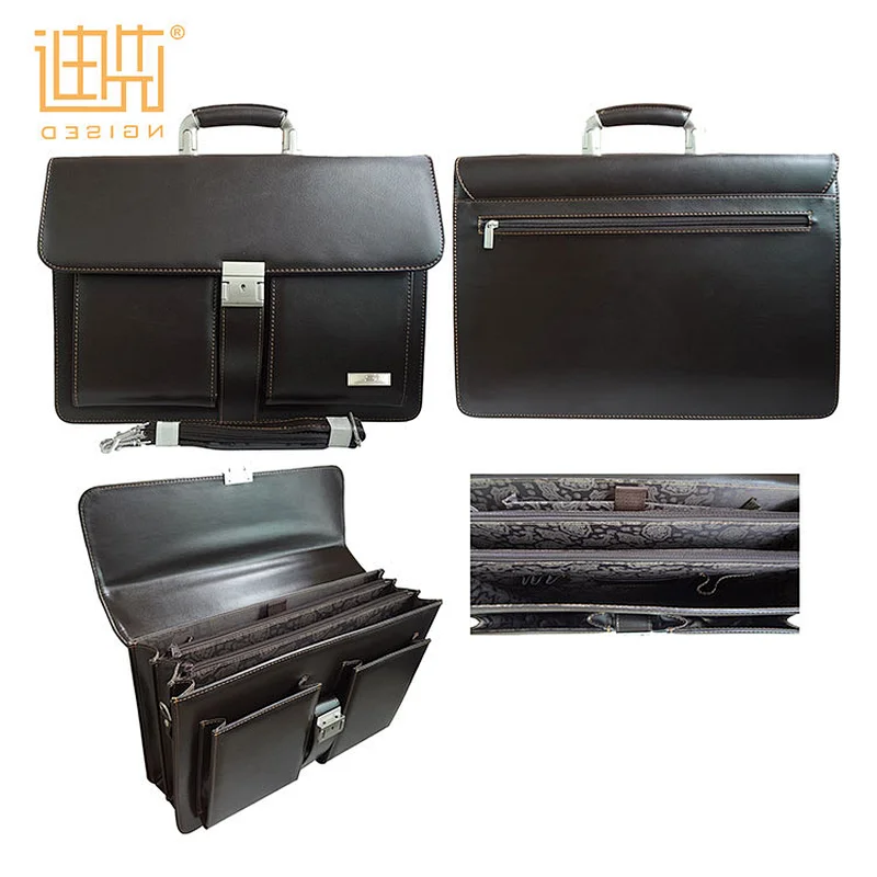 classic designer secret compartment messenger men leather briefcase