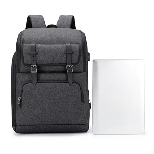 Best Price Custom Logo Nylon Zipper Hasp Black Anti-theft Laptop External USB Backpack