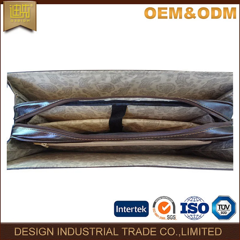 western school teacher briefcase with stationery layered pocket in the front PU man leather handbag