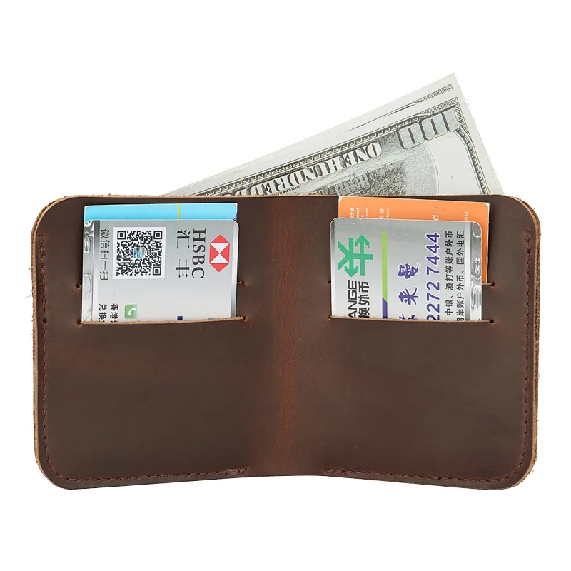 High quality slim retro cow hide genuine leather men wallets