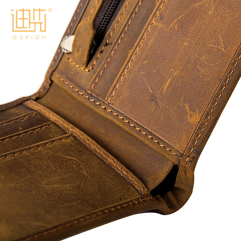 Latest luxury design crazy horse cheap 2 fold leather square wallet men