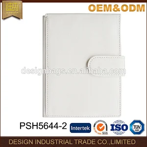 White personalized PU leather passport cover holder for travel