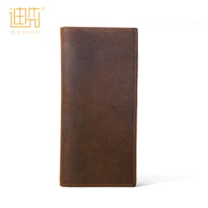 Fashion built-in zipper genuine leather long wallet for wholesale customization