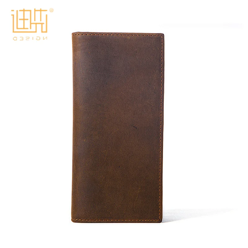 Fashion built-in zipper genuine leather long wallet for wholesale customization