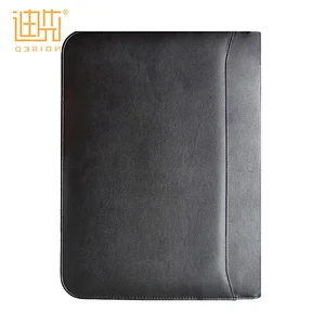 High quality metal logo A4 size leather document file folders
