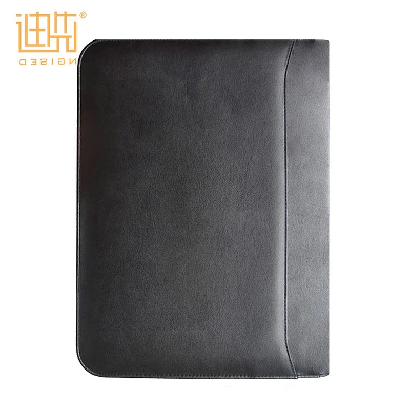 High quality metal logo A4 size leather document file folders