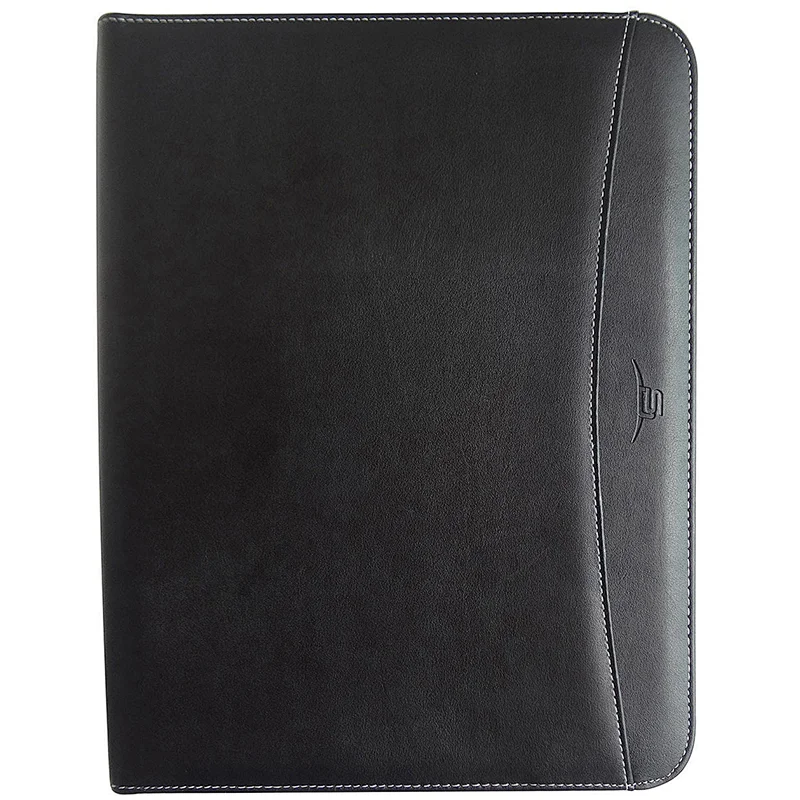 Wholesale new custom men zipper portfolio gift business folder A4 PU leather portfolio