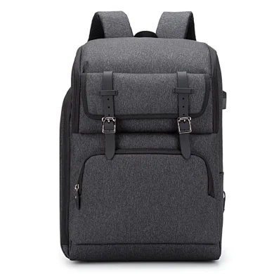 Best Price Custom Logo Nylon Zipper Hasp Black Anti-theft Laptop External USB Backpack