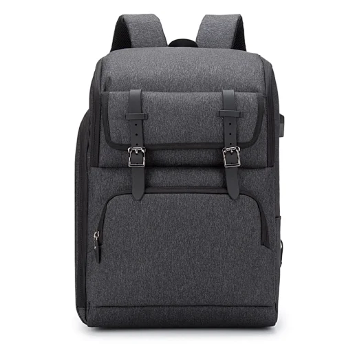 Best Price Custom Logo Nylon Zipper Hasp Black Anti-theft Laptop External USB Backpack