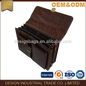 hot sell business lawyer security cheap old fashion leather men wholesale metal lock briefcase document bag