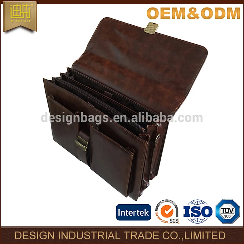 hot sell business lawyer security cheap old fashion leather men wholesale metal lock briefcase document bag