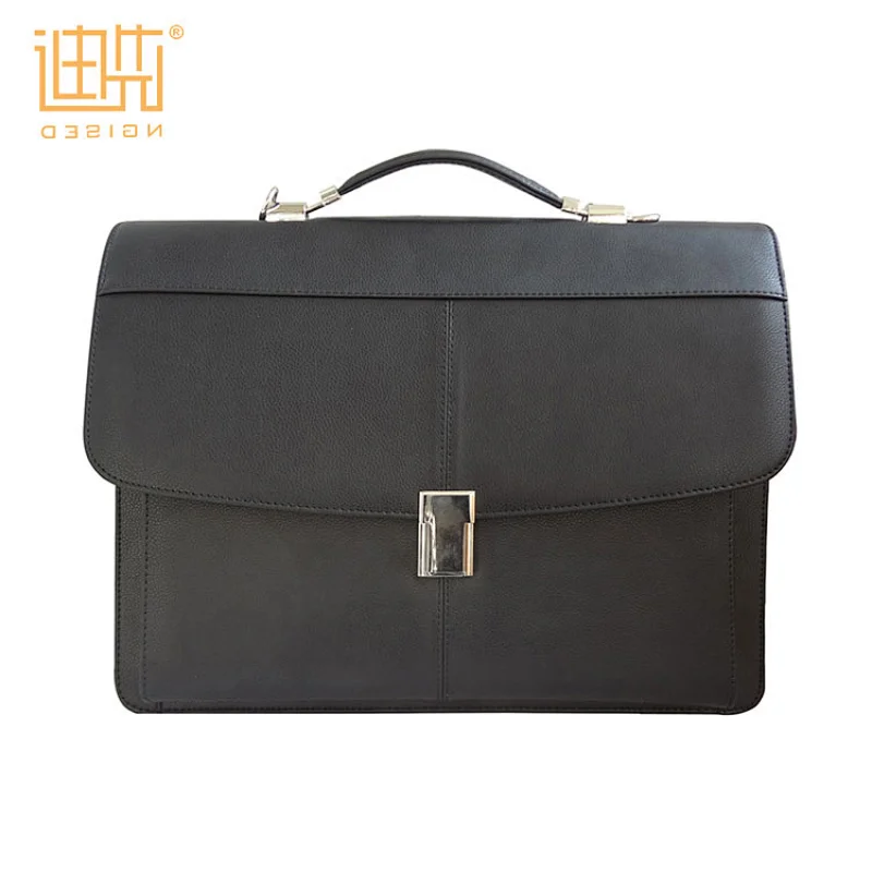 Wholesale business men laptop bag PU leather black lawyer briefcase with lock