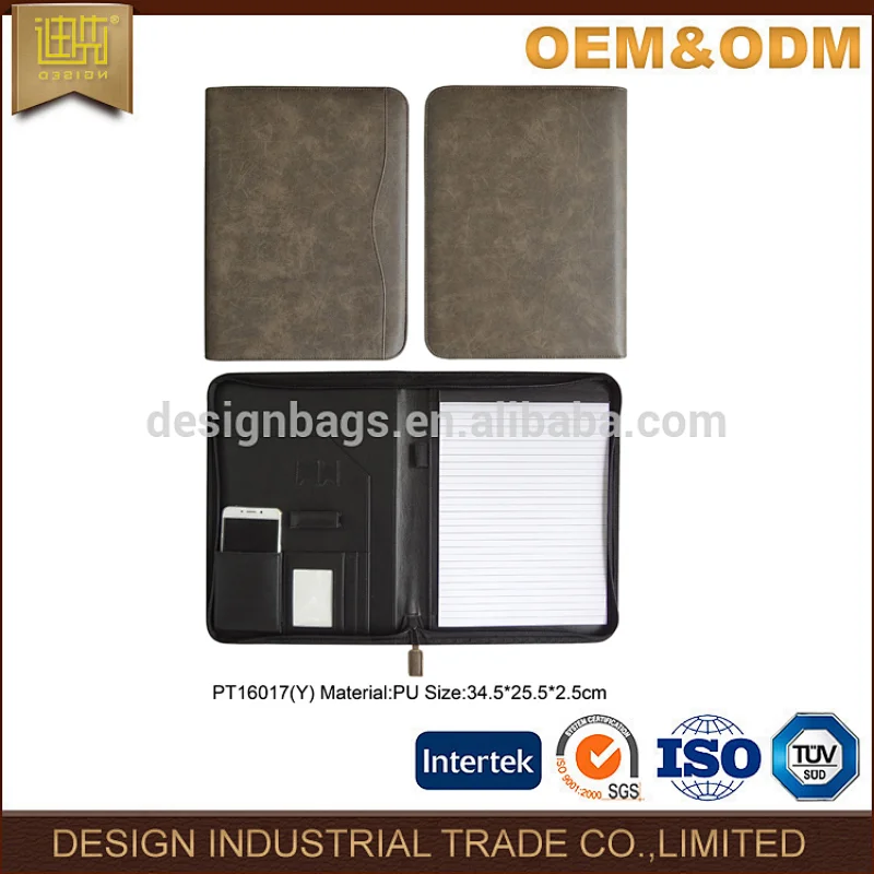 Elegant Europe style zipper A4 file portfolio from China