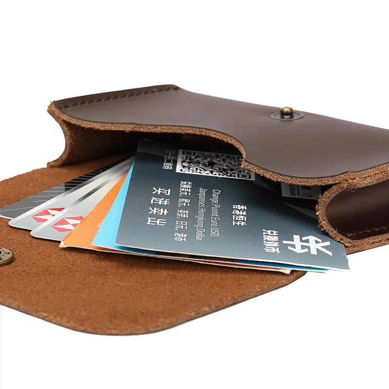 Customized fashion travel mini pocket buckle fixing men's leather thin money wallet