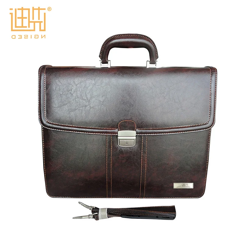 Lightweight brown men business finger lock leather briefcase