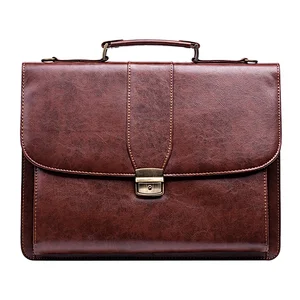 Pu leather bags business brown travel tote men business lawyer briefcase