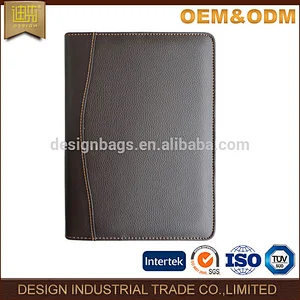 PU diary Business ring binder brown pocket diary book portfolio