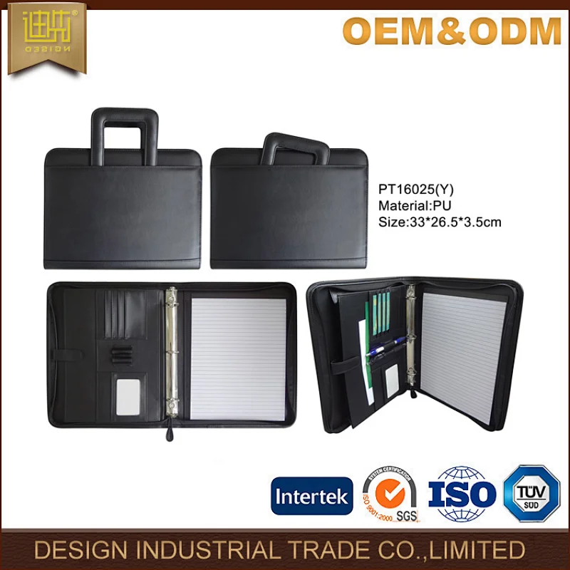 New style pu leather document portfolio case engraved padfolio