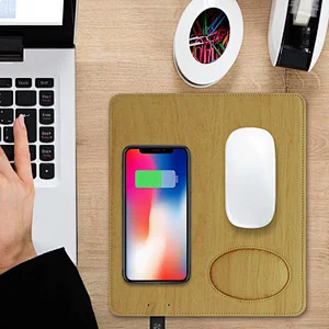 High quality pu leather charger pad mouse pad wireless charging mouse pad