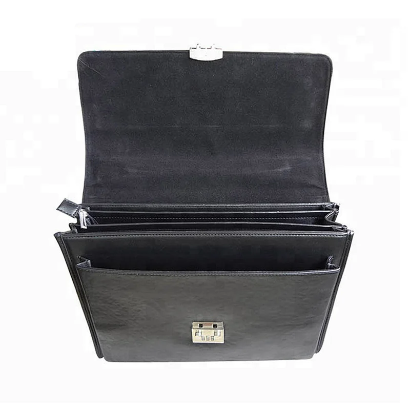 Wholesale Pu briefcase bag black executive briefcase with handle and metal lock