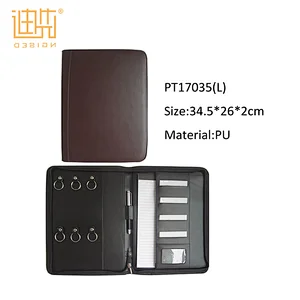 Pu Leather Zipper Business Estate Portfolio Folder With Key/Pen Holder For Aagent
