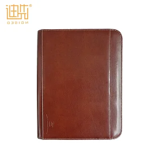 Manufacture custom PU Material leather zipper business document portfolio file folder