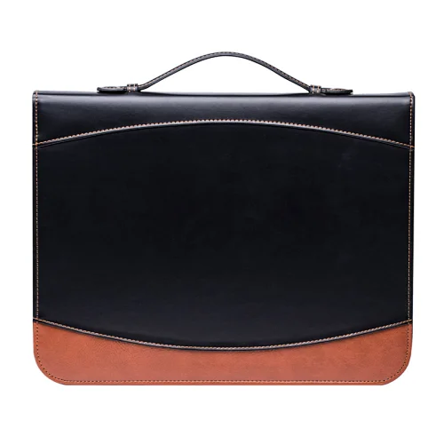 Conference organiser printing logo PU A4 leather portfolio file folder