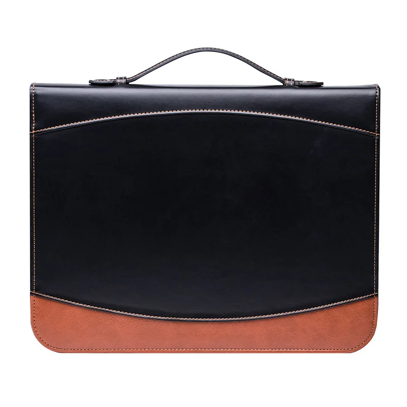 Conference organiser printing logo PU A4 leather portfolio file folder