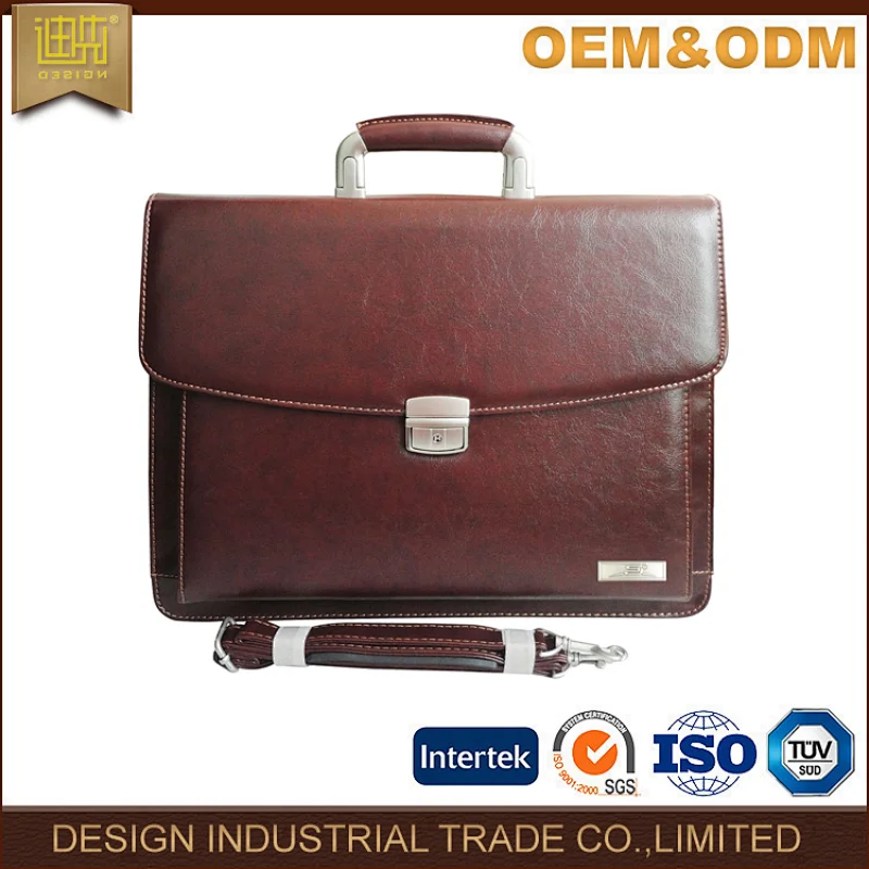 PU leather briefcase document bag with compartments