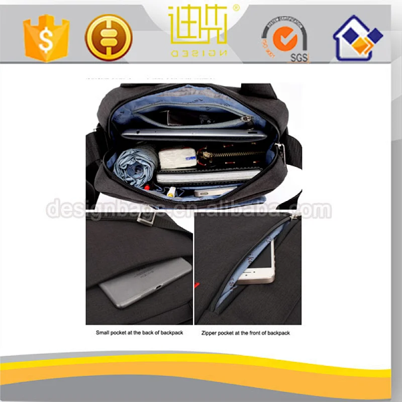 Wholesale hot shot big capacity black laptop backpack with metal handle