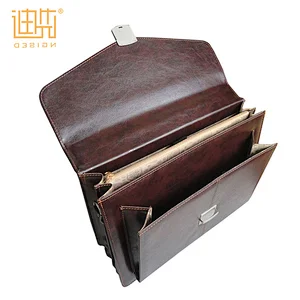 Custom logo metal locks pu leather business men bag briefcase