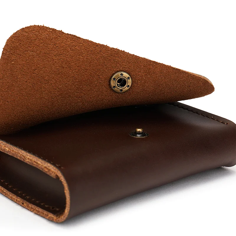 Customized fashion travel mini pocket buckle fixing men's leather thin money wallet