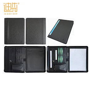 Supr multi-function durable PU leather zipper business portfolio with pad pocket
