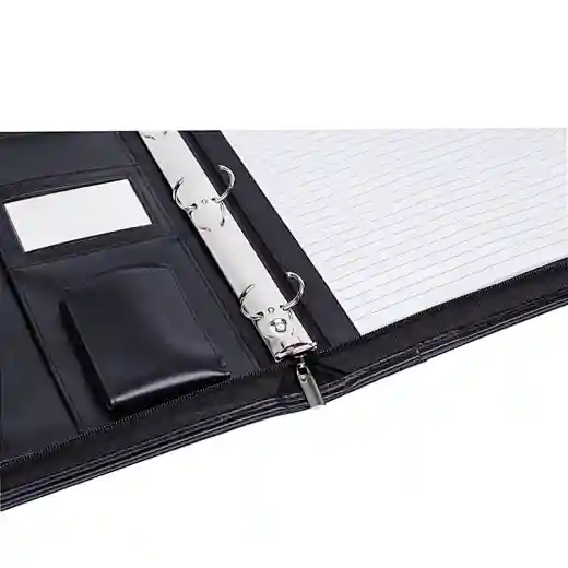 Carpeta portafolios de cuero con cremallera