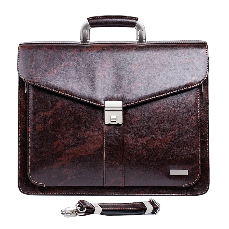 Tested Stricyly Brown business bag briefcase for man PU leather
