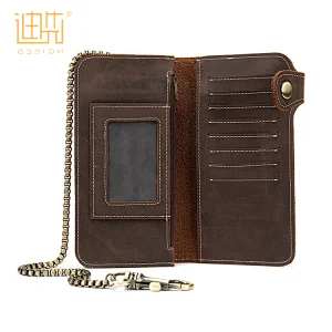 High quality multi-pocket leather gents long square men passport wallet
