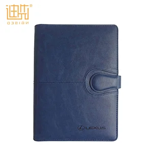 New Custom Color Ring Binder Soft Blue Cover Business Planner Leather Notebook With Pen Holder